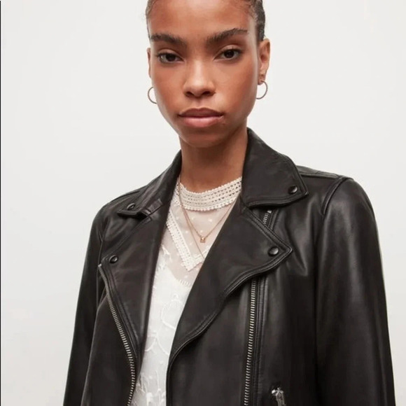 NEW ALL SAINTS DALBY LEATHER BIKER JACKET SIZE 10 B2070 - Picture 3 of 6